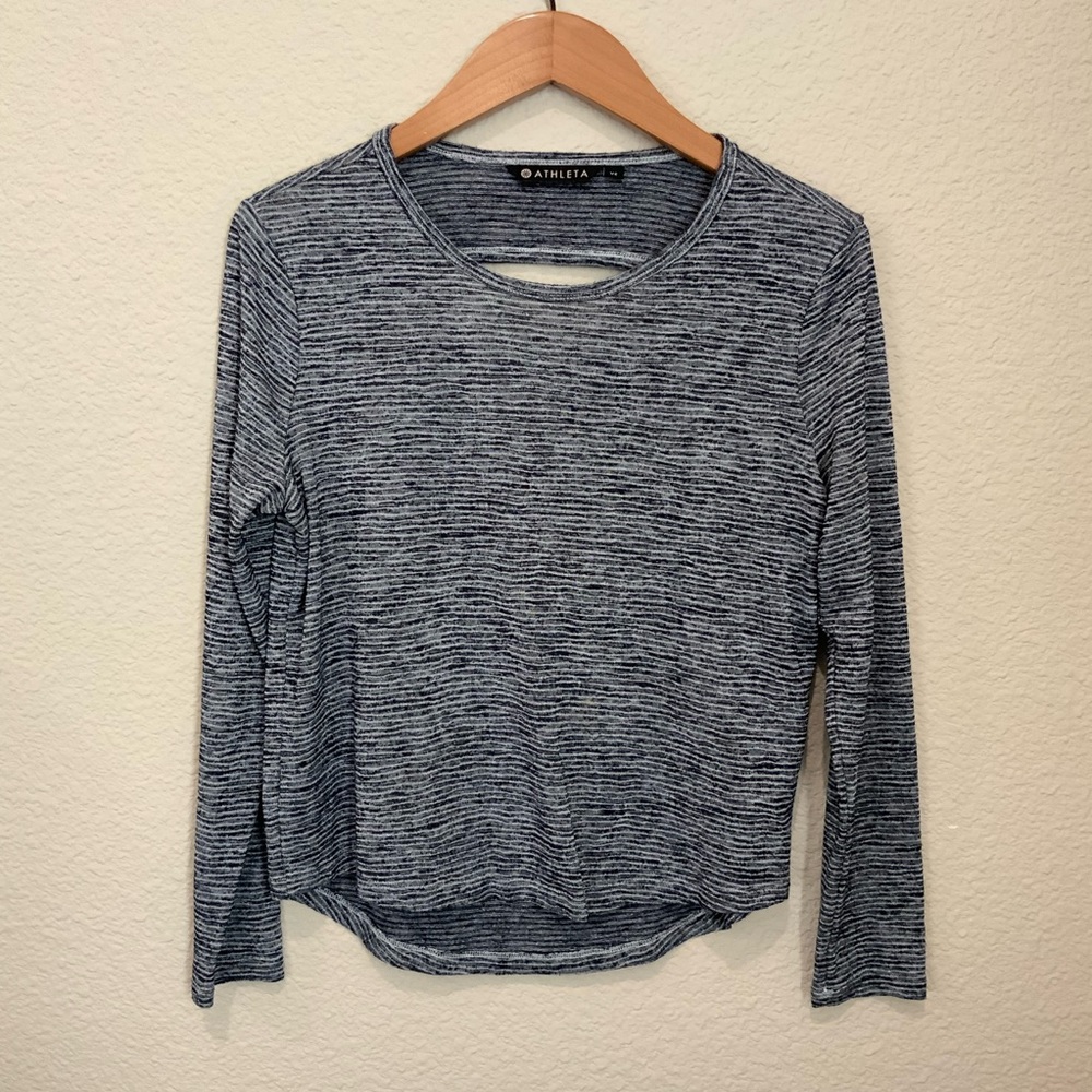 Athleta blue and white long sleeve top size extra small